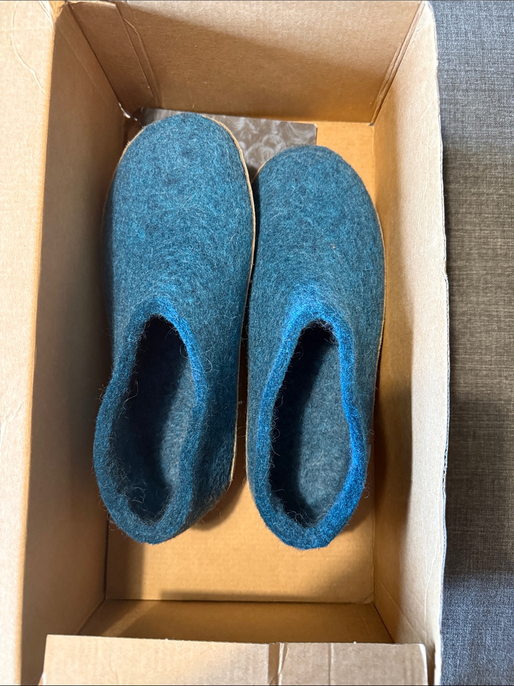 Women’s Glerups Teal Wool Felt Slip-On Slippers Cozy Indoor Footwear — image 4 of 5